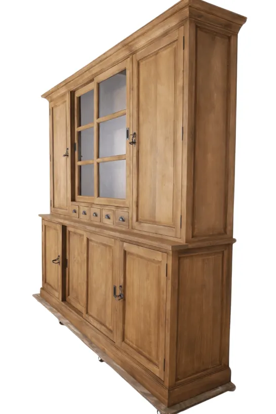 Klassieke Landelijke Teak Houten Vitrinekast