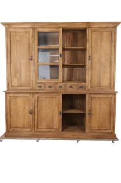 Klassieke Landelijke Teak Houten Vitrinekast