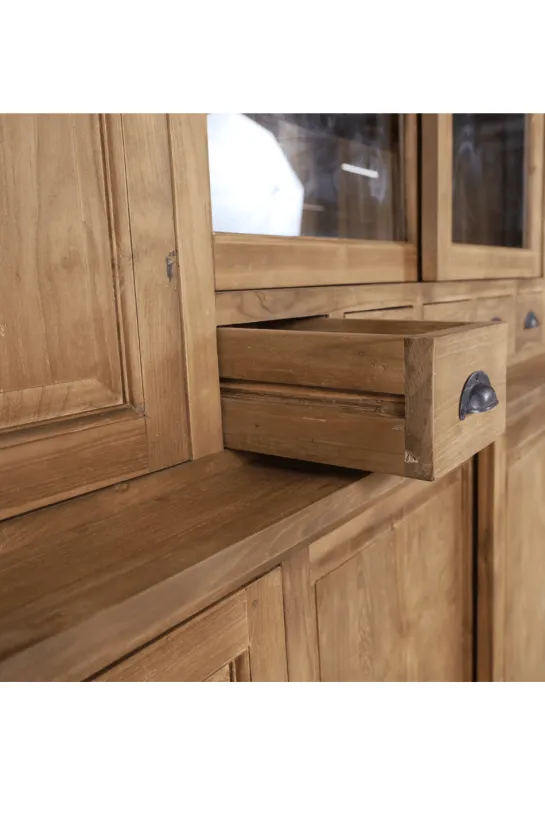 Klassieke Landelijke Teak Houten Vitrinekast