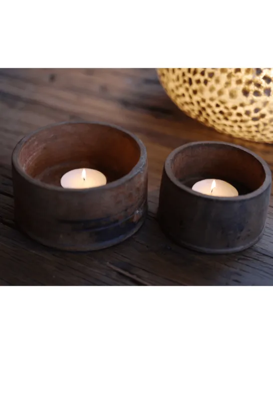 Kleine houten schaaltjes theelicht houders