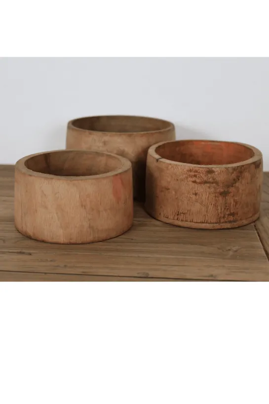 Kleine houten schaaltjes theelicht houders