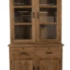 Kleine landelijke massief teak vitrinekast 120 cm
