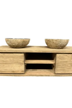 Kleine Ronde Twin Set Rivierkeien Wasbakken – Set van 2