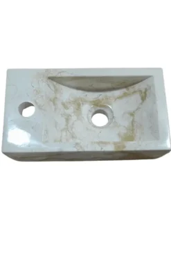Klein Marmeren Toiletwasbakje – Crème Wit/Beige