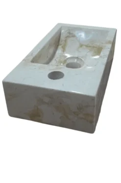 Klein Marmeren Toiletwasbakje – Crème Wit/Beige