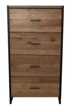 Ladekast van Teakhout met Metaal 60x45x110 cm
