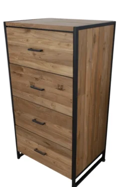 Ladekast van Teakhout met Metaal 60x45x110 cm