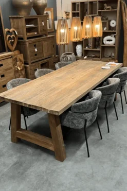 Landelijke eettafel van gerecycled teak 240 cm met a poten