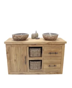 Landelijk teakhouten badkamer meubel 145 cm