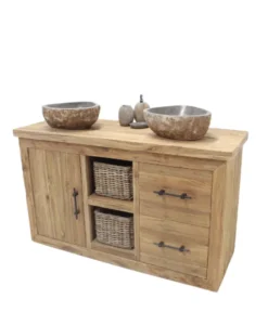 Landelijk teakhouten badkamer meubel 145 cm