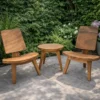 Lounge setje 2 stoelen en 1 tafeltje suar hout
