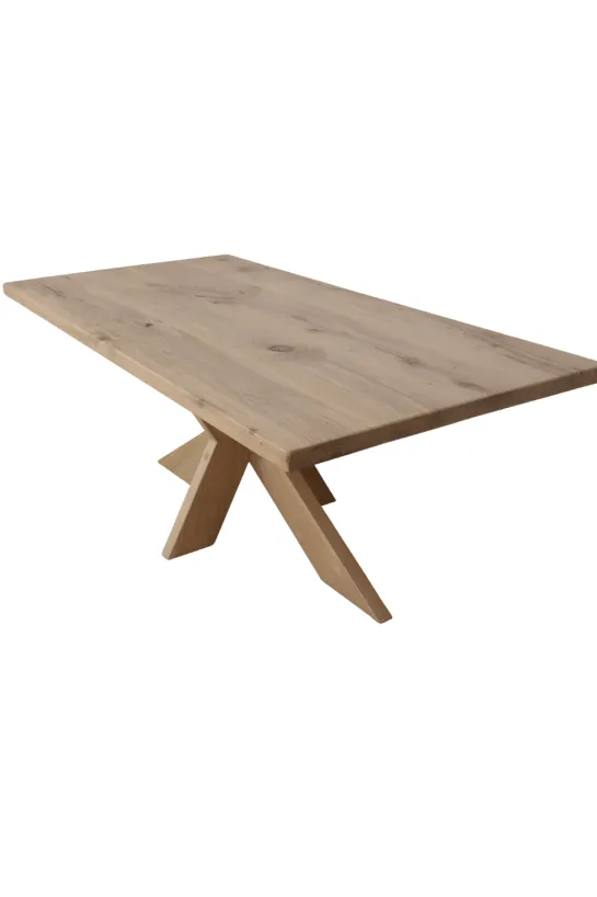 Massief eiken houten eettafel met eiken houten matrixpoot 200 cm