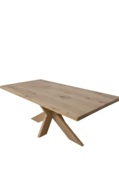 Massief eiken houten eettafel met eiken houten matrixpoot 200 cm