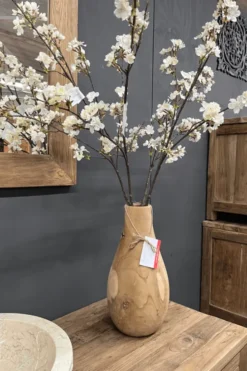 Mooie flessen vaas teak hout