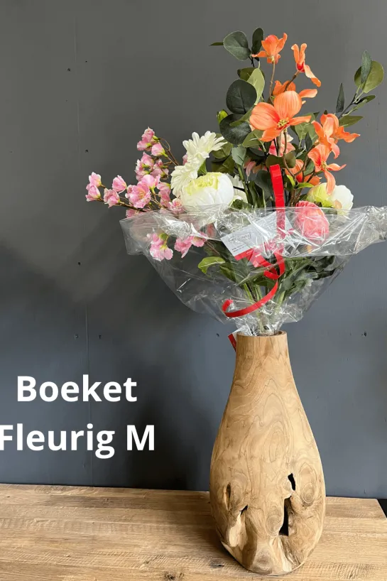 Mooie flessen vaas teak hout