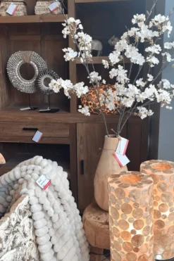Mooie flessen vaas teak hout