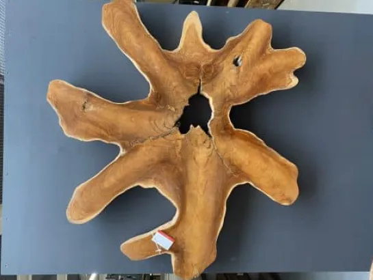 Mooie wandbekleding: teakhouten schijf