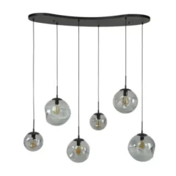 Organische Hanglamp – Stellar Black 6-lichts met zwart glas