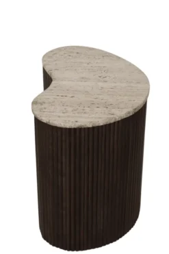 Organische Salontafels van Mango Hout met Travertin Blad set van 2