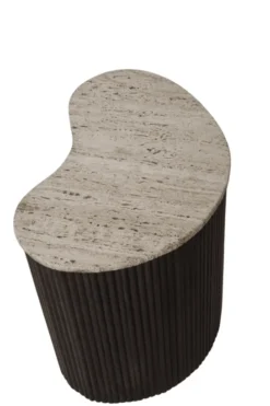 Organische Salontafels van Mango Hout met Travertin Blad set van 2