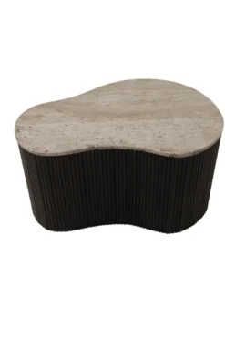 Organische Salontafels van Mango Hout met Travertin Blad set van 2