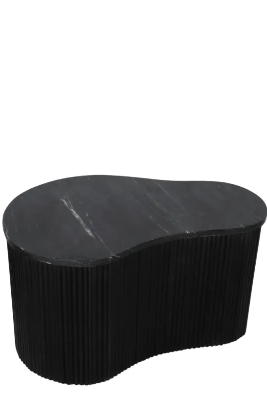 Organische Salontafels van Zwart Mango Hout met Zwart Marmeren Blad set van 2