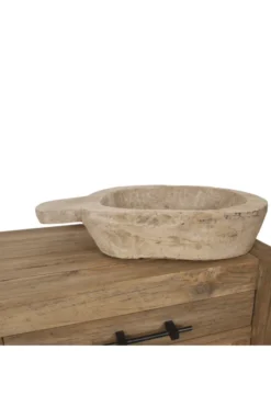 Oude houten schaal beige 70x45x15 cm