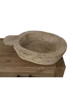 Oude houten schaal beige 70x45x15 cm
