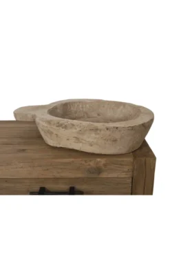 Oude houten schaal beige 70x45x15 cm