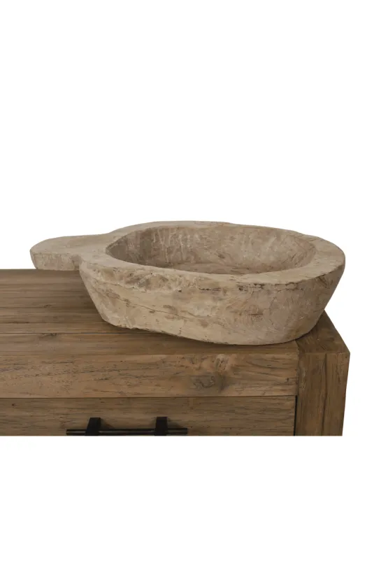 Oude houten schaal beige 70x45x15 cm