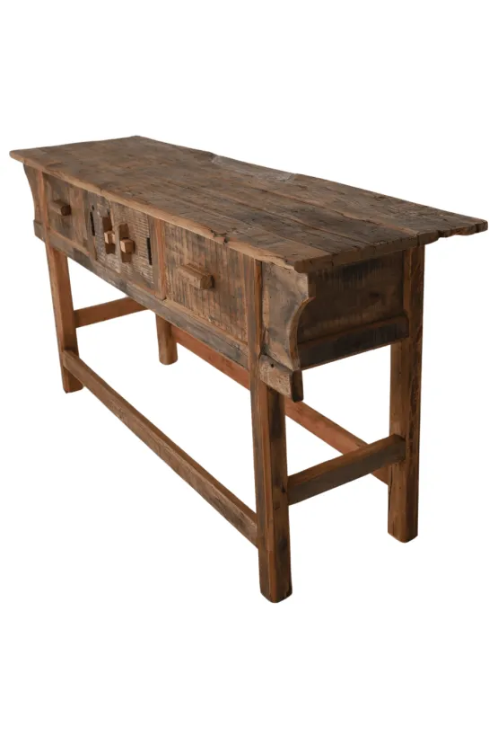 Oude houten sidetable