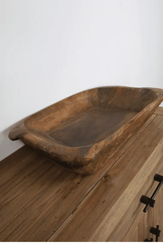 Oude Landelijke Houten Schaal uit India