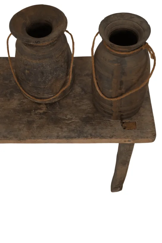 Oude Nepalese houten potten decoratief landelijk