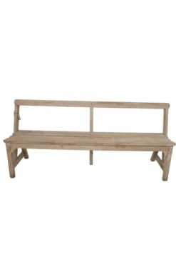 Oud Houten Schoolbankje met Rugleuning – 182x53x85 cm