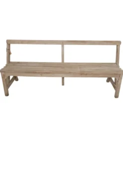 Oud Houten Schoolbankje met Rugleuning – 182x53x85 cm