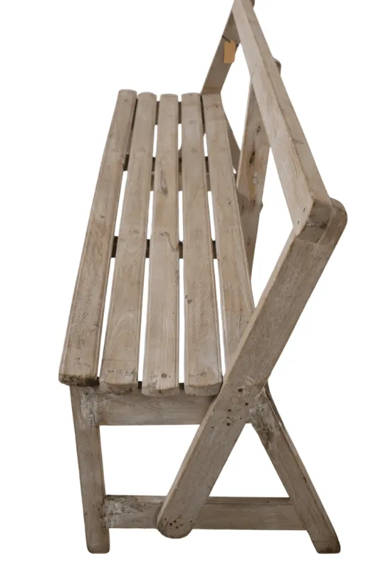 Oud Houten Schoolbankje met Rugleuning – 182x53x85 cm