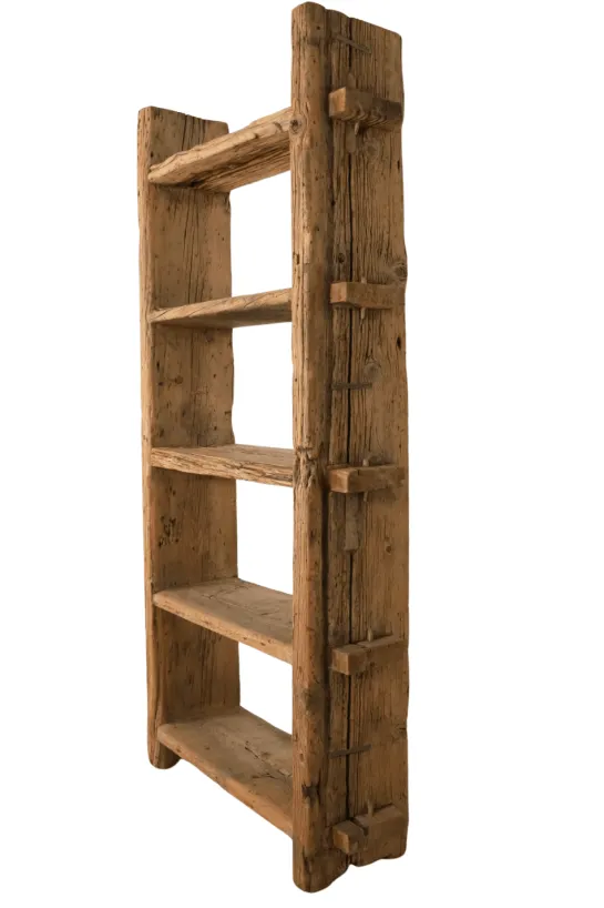 Oud robuuste Houten Boekenkast / Rek – Hoog