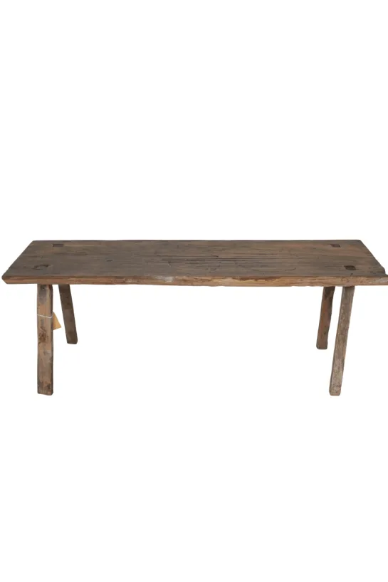 Oud teak houten bankje 130x31x45 cm