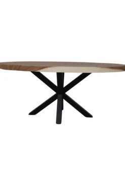 Ovale houten salontafel met metalen spinpoot