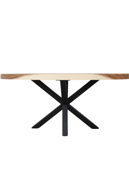Ovale houten salontafel met metalen spinpoot