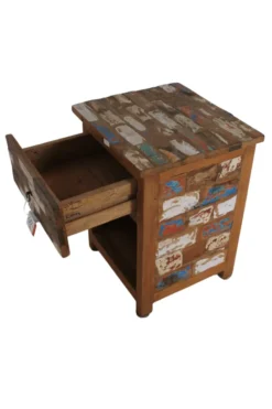 2 Retro botenhouten nachtkastjes