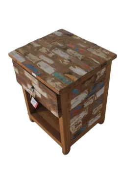 2 Retro botenhouten nachtkastjes