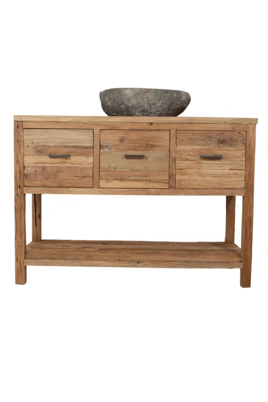 Robuust ruw teak badkamermeubel