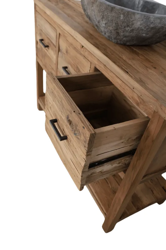 Robuust ruw teak badkamermeubel