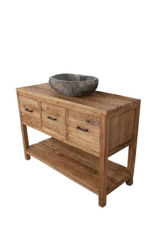 Robuust ruw teak badkamermeubel