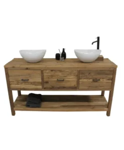 Robuust ruw teak badkamermeubel
