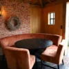 Ronde eetkamerbank met 2 stoelen
