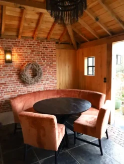 Ronde eetkamerbank met 2 stoelen