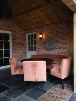 Ronde eetkamerbank met 2 stoelen