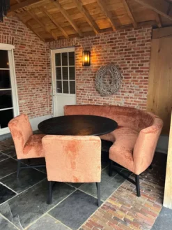 Ronde eetkamerbank met 2 stoelen
